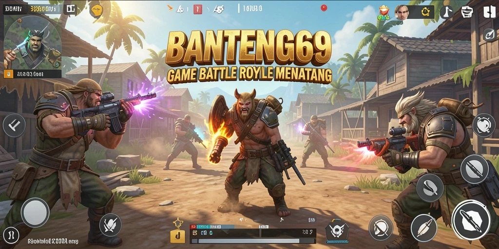 Tampilan gameplay seru di BANTENG69 dengan pertempuran Battle Royale.