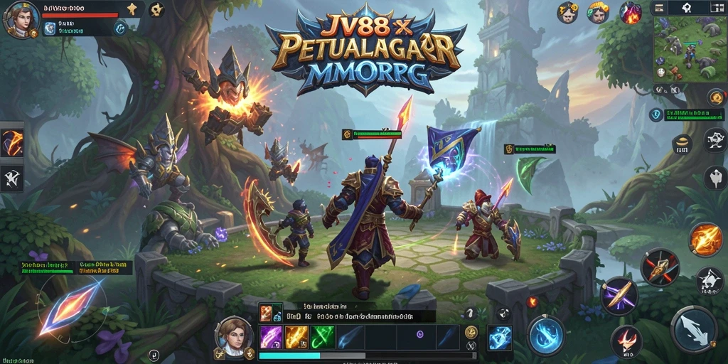Tangkapan layar dari gameplay JV88 yang menampilkan aksi petualangan MMORPG.