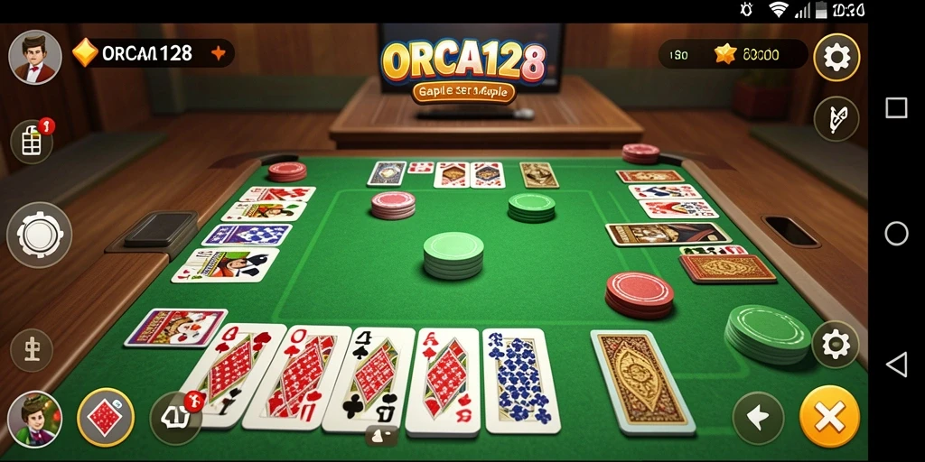 Screenshot gameplay ORCA128 yang menunjukkan momen seru permainan Gaple.