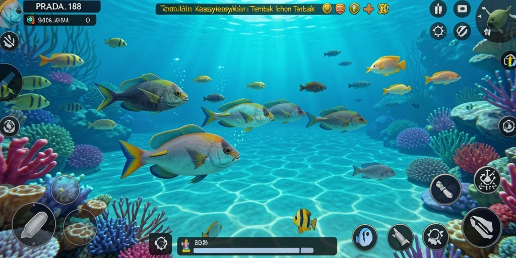 Tampilan gameplay seru dalam PRADA188 saat berburu ikan.